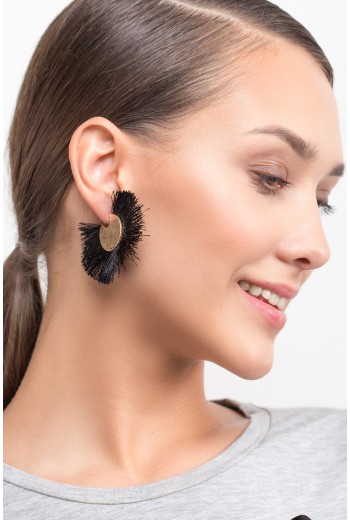 Black disc earrings