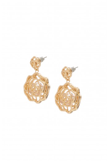 Gold and crystal rose earrings