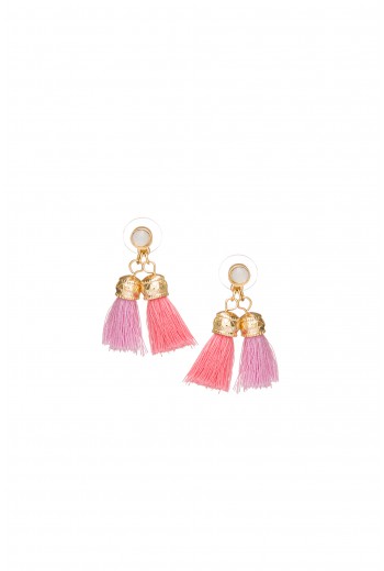 Pink fringe earrings