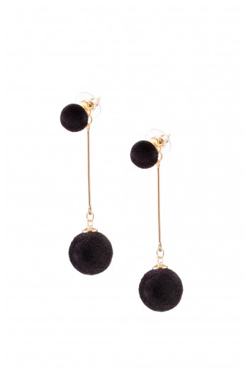 Black material bubbles earrings