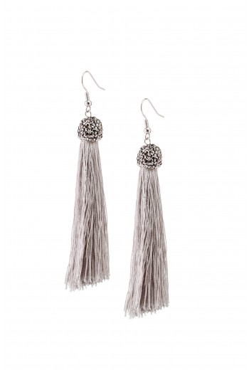 Glossy silver fringe earrings