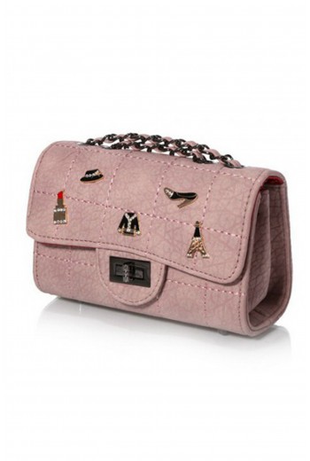 Pink appliqued handbag