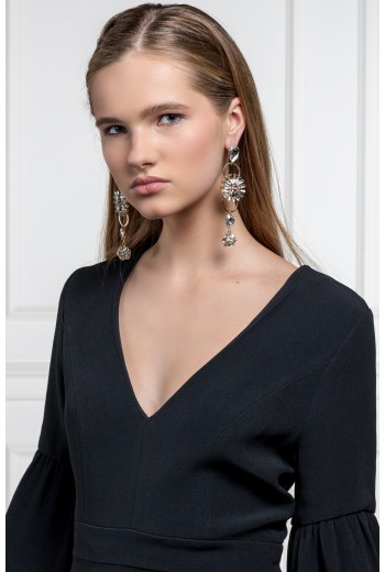 Crystal flower statement earrings