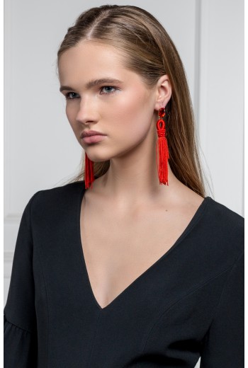 Red soul fringe earrings
